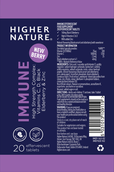 Higher Nature | Immune Effervescent | 20 tablets