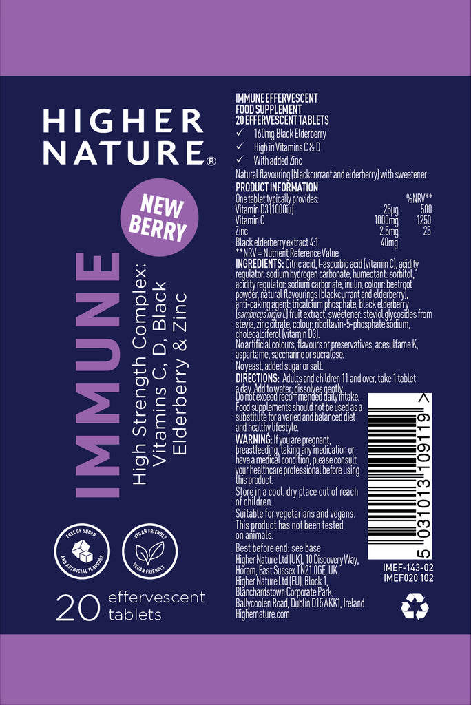 Higher Nature | Immune Effervescent | 20 tablets