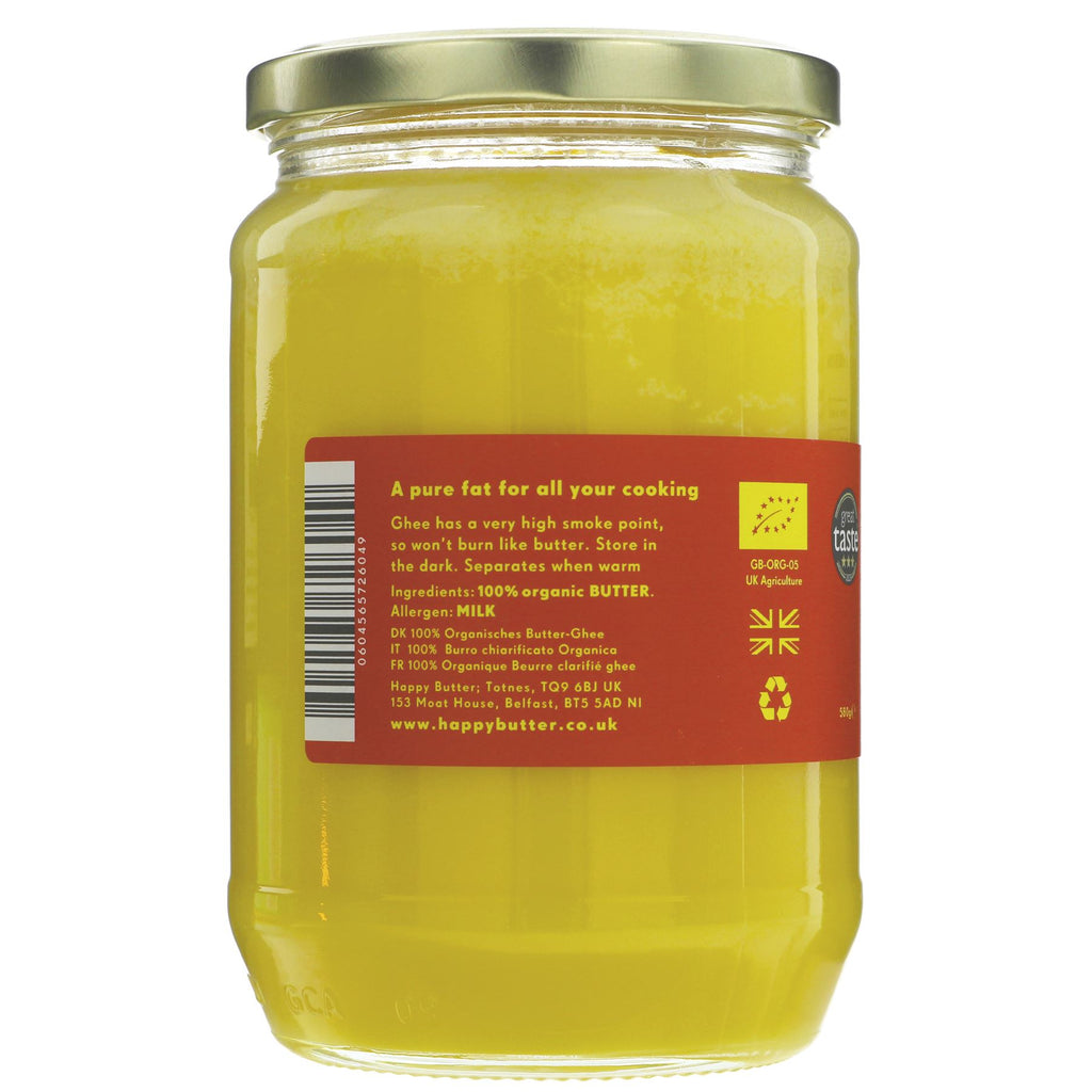 Happy Butter organic ghee from Devon. Made in small batches for quality & flavour. Perfect for cooking with high smoke point.