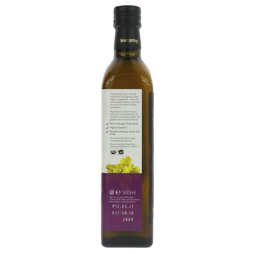 Clearspring | Rapeseed Oil Organic - Contains vit E & omega | 500ml