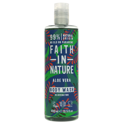 Refresh with Faith In Nature's Aloe Vera Body Wash - organic, cruelty-free, and free from harmful chemicals.