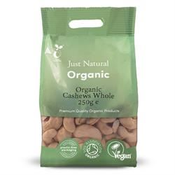 Just Natural Organic | Organic Cashews Whole 250g | 250g