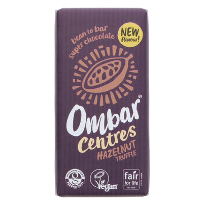 Organic, Vegan hazelnut chocolate bar with rich, creamy 60% shell & nutty truffle centre. Fairtrade, gluten-free, organic, no added sugar & guilt-free indulgence.