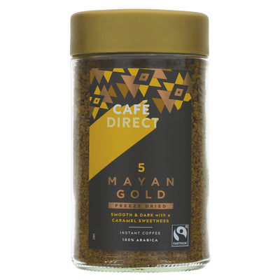 Fairtrade Vegan Mayan Gold Instant Coffee | 100G | Strength 5 Smooth and Dark | No VAT charged | Sold by Superfood Market