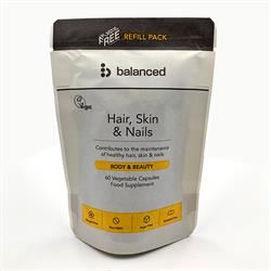 Balanced | Hair Skin & Nails 60 Veggie Caps - Refill Pouch | 60 capsule