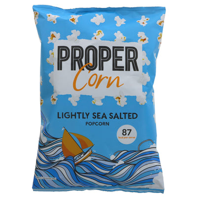 Propercorn Lightly Sea Salted Popcorn - Gluten-free and Vegan snack made with butterfly corn and a sprinkle of salt. Perfect for any time of day!