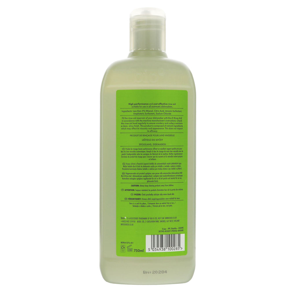 Bio D | Dishwasher Rinse Aid - Suitable for all dishwashers | 750ml