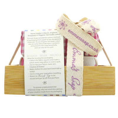 Bamboo Gift Set - Cocoa Butter: 2 soaps & soap dish. Luxurious, moisturizing cocoa butter-infused soaps for a pampering bath experience.