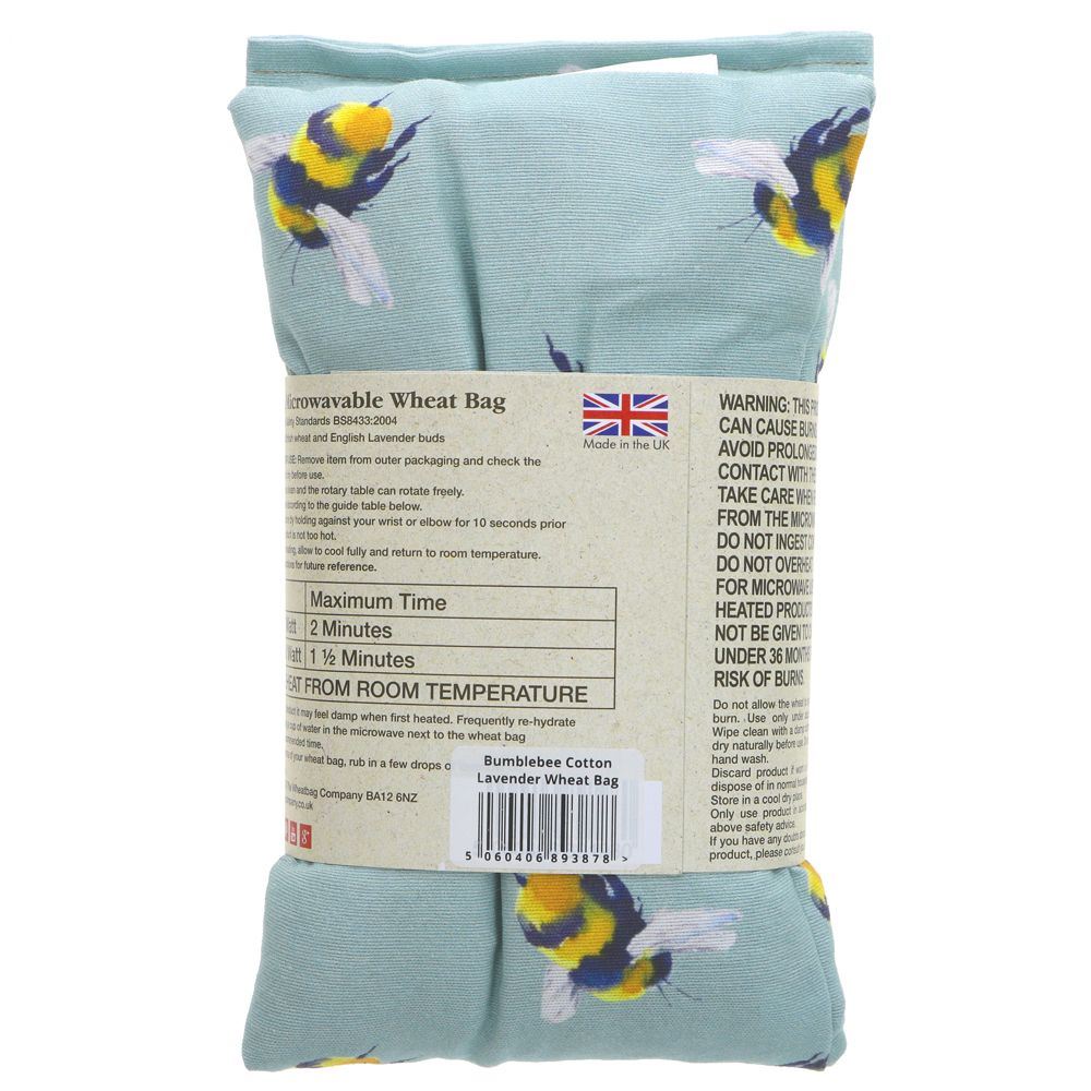 Wheat Bag Bee Lavender by The Wheat Bag Company. Vegan, microwaveable. Measures 43 x 12cms. Soothing relief for aches and pains.