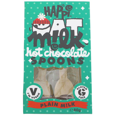 Gluten-free & vegan oat milk hot chocolate spoons by Happi. Enjoy a delicious and guilt-free treat.