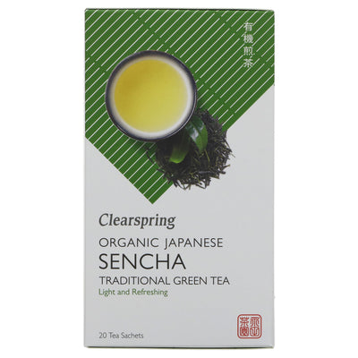 Clearspring Organic Sencha Green Tea - 100% sustainable packaging - 20 bags. Delicious taste of Japan with guilt-free packaging. Organic and vegan.