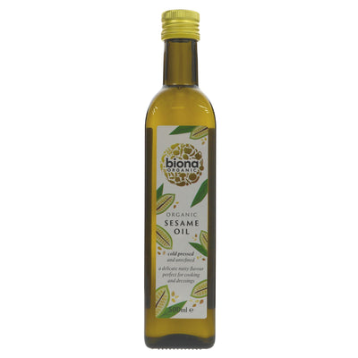 Biona's Organic Sesame Seed Oil - Nutty, Cold-Pressed, Vegan & Organic; ideal for Stir-fries and Dressings.