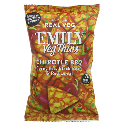 Emily Crisps' Veg Thins - Chipotle BBQ: Bold, flavourful tortilla chips made with real veg and fruit. Gluten-free, vegan-friendly and perfect for snacking!