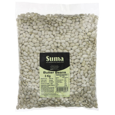 Suma Butter Beans: Vegan, High Quality, 3KG Size - Perfect for Soups, Salads, and More!