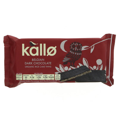 Organic gluten-free rice cake with dark chocolate, guilt-free indulgence.