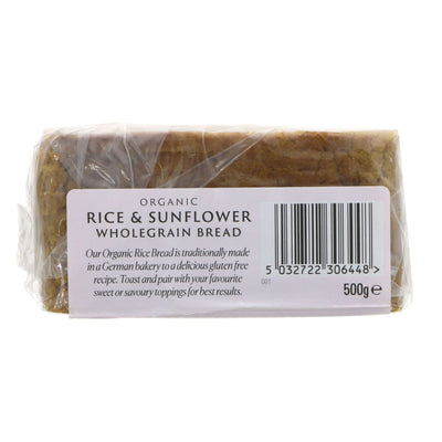 Gluten-free & organic Rice Bread with Sunflower Seeds. Perfect for a healthy lifestyle. Vegan-friendly. No VAT.