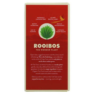 Tick Tock | Organic Rooibos Loose Leaf Tea | 100g | Caffeine-free, Low Tannin | Vegan.