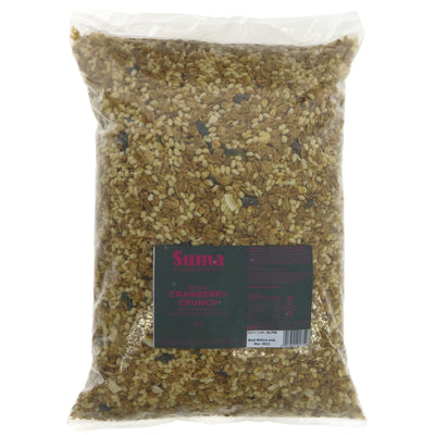 Suma Cranberry Crunch Muesli - 3KG - Sweet, tangy, with dried cranberries and black raisins. Perfect with Greek yoghurt or as a snack. No VAT charged.