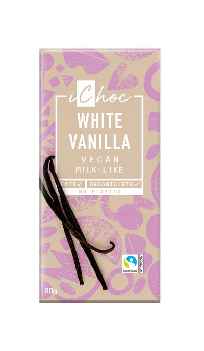 iChoc | White Vanilla Vegan Chocolate Bar | 80g