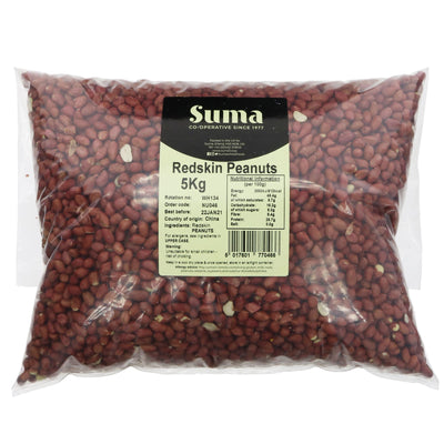 Suma Redskin Peanuts - 5KG - Vegan, Nutty flavor - Great source of protein - Not for small children due to choking hazard.