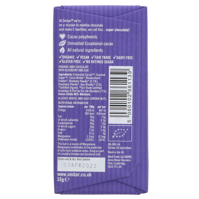 Ombar | Blueberry & Acai Chocolate | 35G