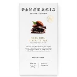 Pancracio Chocolate |  Cocoa Nibs and Fleur de Sel Dark Chocolate Bar 100g | 100g