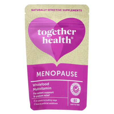 Together Health Menopause food supplement capsules - vegan, packed with wholefood vitamins and herbs for symptom relief.