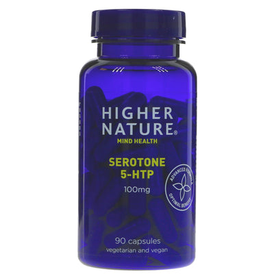 Boost mood w/ Serotone 5HTP 100mg- a natural supplement made w/ amino acids, B vitamins & zinc. Vegan & free from harmful additives.