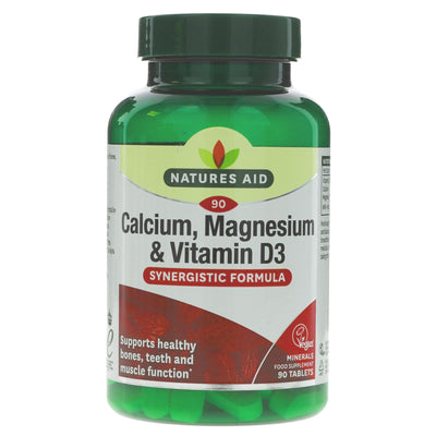 Natures Aid Calcium, Magnesium & Vit D3 - Vegan, Gluten-Free, GMO-free bone support formula