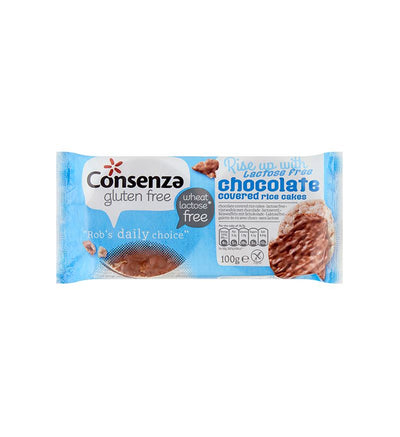 Consenza | Rice cakes milk chocolate lactose-free | 100g