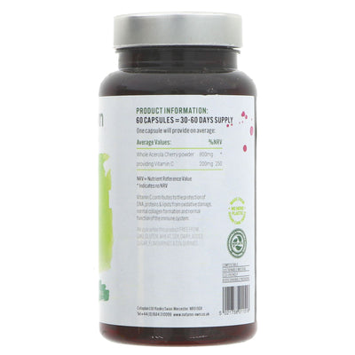 Boost immune system with Natures Own Cherry-C - vegan supplement from Acerola with 200mg Vit C - perfect for smoothies or on-the-go.