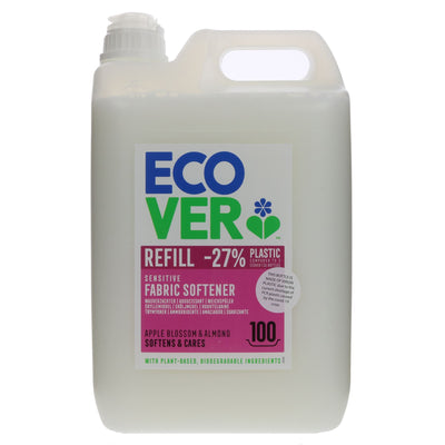 Ecover Fabric Conditioner Soft Apple - 5L- Vegan formula made with smart green science, cares for your clothes without palm oil.