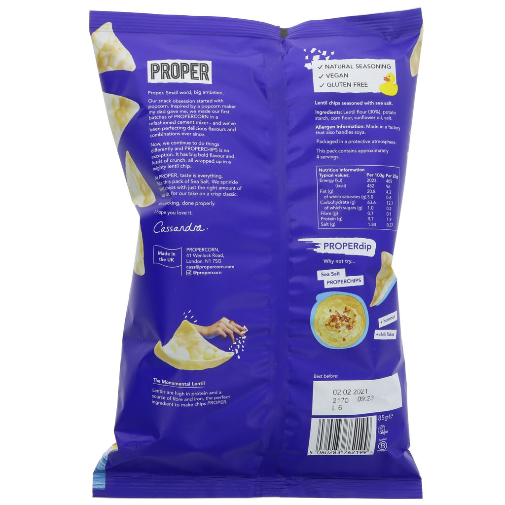 Properchips | Sea Salt Chips - Lentil Chips | 85g