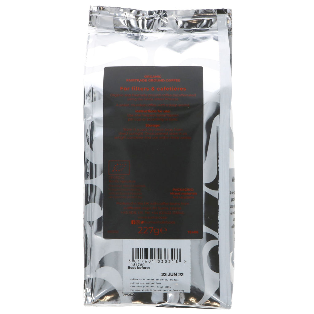 Suma | Swiss Water Decaf Ground - Strength 4, Sweet, Deep Aroma | 227g