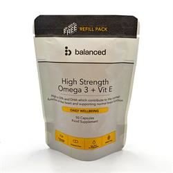 Balanced | High Strength Omega 3 + Vit E 50 Gel Caps - Refill Pouch | 50gelcaps