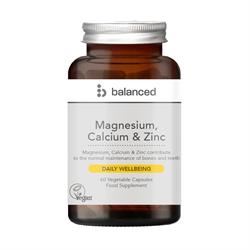 Balanced | Magnesium Calcium & Zinc 60 Veggie Caps - Reusable Bottle | 60 capsule