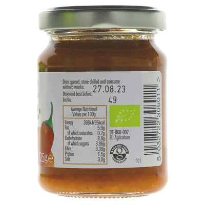 Biona Harissa Relish: Organic & Vegan, perfect for adding a hot kick to your favourite dishes.