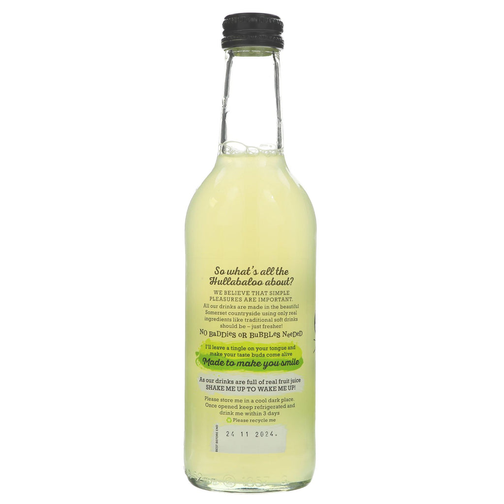 Gluten-free, vegan Still Lime & Mint Lemonade by Hullabaloos Drinks. Refreshing and delicious.