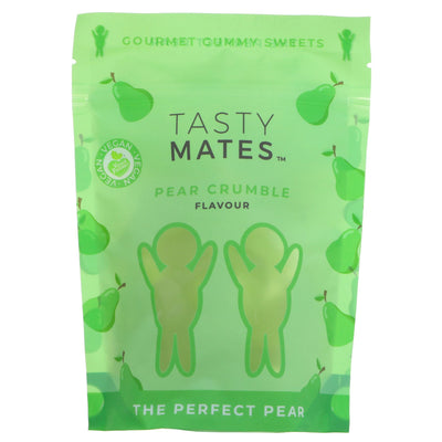 Tasty Mates Perfect Pear Gummies. Delicious, guilt-free snacking with natural flavors, vegan, and recyclable packaging. Part of the gluten-free collection.