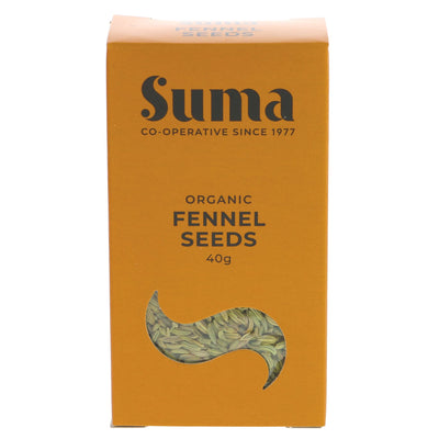 Suma organic Fennel Seeds, perfect for enhancing your dishes' flavor. Must-have in your kitchen. Organic & vegan. No VAT charged.