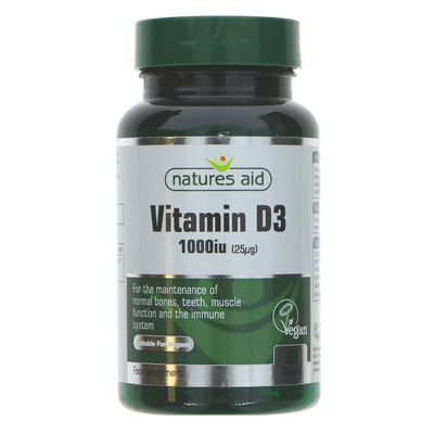 Boost bone, teeth & muscle health w/ Natures Aid Vitamin D3 1000iu tablets. Made from lichen- perfect for vegans & vegetarians. Get yours now!