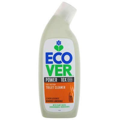 Ecover Toilet Cleaner - Fast Action Lemon & Orange, 750ml. Plant-based, vegan, biodegradable formula removes limescale and calcium deposits.