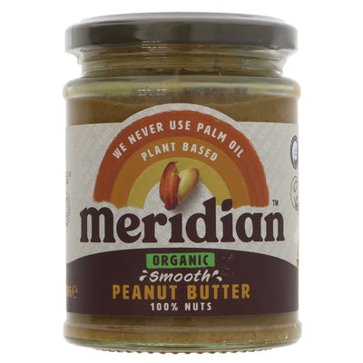 Organic, vegan peanut butter - perfect for spreading or cooking. 280g jar. No added salt. Part of the 100% Nuts range. No VAT.