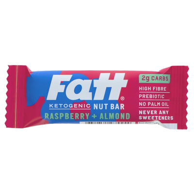 Low carb and vegan Fatt Raspberry + Almond Bar | 30g: perfect for keto lifestyles with clean fuel for mental clarity and sustained energy.