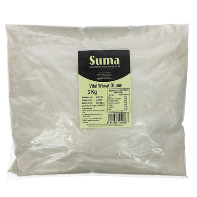 Suma Vital Wheat Gluten: versatile vegan ingredient for bread making, veggie steaks & burgers. High-quality flour alternative.