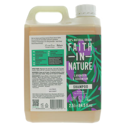 Faith In Nature | Shampoo - Lavender / Geranium - Nourishing, normal/dry hair | 2.5l