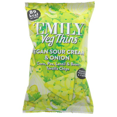 Gluten-free, vegan sour cream and onion thins by Emily Crisps - perfect crispy snack! No VAT charged.