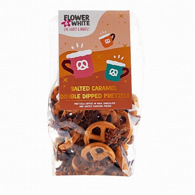 Flower & White | Salted Caramel Choc Pretzels | 100g