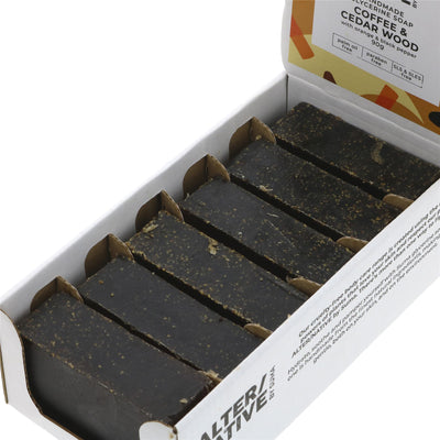 Invigorating glycerine soap with coffee, cedar & black pepper - vegan & palm oil free..