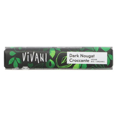 Vivani Dark Nougat Croccante: Organic, No Added Sugar, Vegan chocolate with hazelnut brittle. Perfect guilt-free treat.